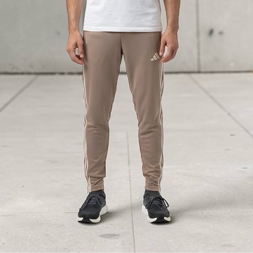 Adidas Tiro Men’s Essentials Tan 3 Stripes Training Pants Sz XS